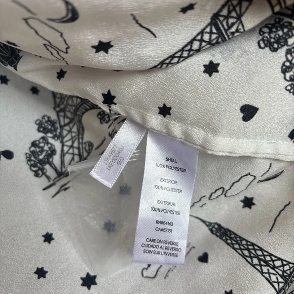 Karl Lagerfeld Paris Whimsical XL White Long Sleeve Eiffel Tower Print Blouse - Picture 6 of 6